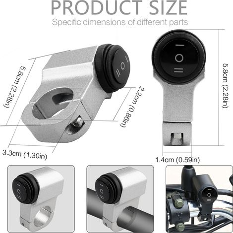 Motorcycle aluminum alloy modified switch for headlights, spotlights, hazard lights, turn signals, waterproof, one-in-two-out switch, three-wire switch (1/4)