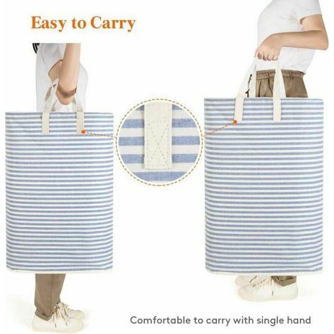 72L Panier Linge Sale Pliable Impermable en Tissu avec Une Grande CapacitBleu couleurs multiples Largeight (1/4)