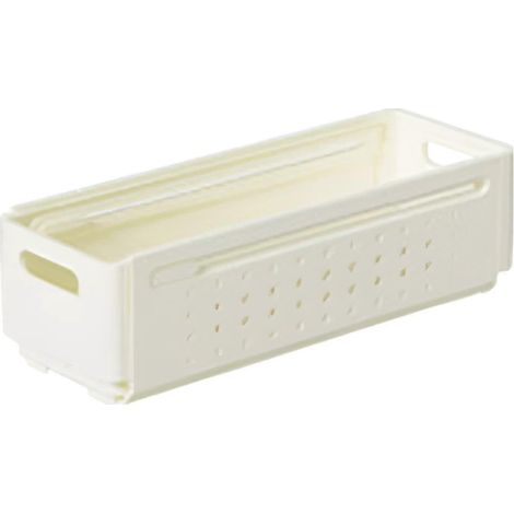 Boîte de rangement à tiroir rétractable avec poignées, robuste et extensible, idéale pour un rangement polyvalent dans un placard ou sur une table.-White Small