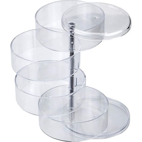 Boîte à bijoux ronde tour pour cosmétiques avec couvercle rangement pour accessoires et produits de beauté