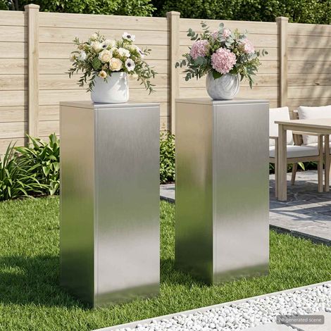 vidaXL Plant Stand 2 pcs Silver 30 x 30 x 80 cm Steel (1/5)
