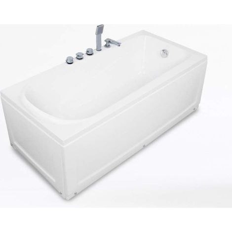 Baignoire d'angle encastrable en acrylique renforcé Fiberglass – Dimensions 170x75x55 cm – Surface brillante et fond antidérapant – Arati Bath & Shower