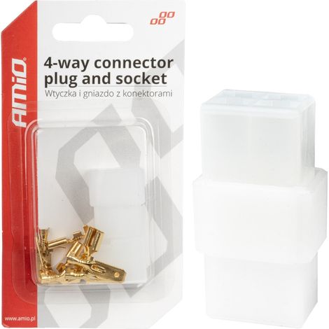 Enchufe tipo cubo con conector eléctrico de 4 pines + conectores amio-03514 (1/4)