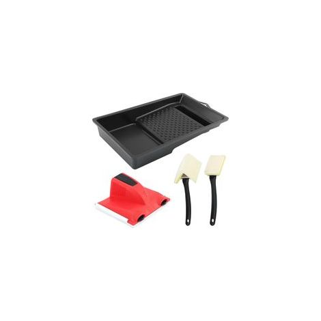 Outil de bordure avec garniture et tampon de retouche, ensemble de plateau de peinture facile à utiliser, outil de peinture de bords muraux pour intérieur de maison, bordure intelligente pour plafond