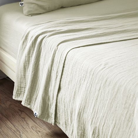 OUREA - Drap Plat 270x300cm Gaze de Coton Vert d'Eau