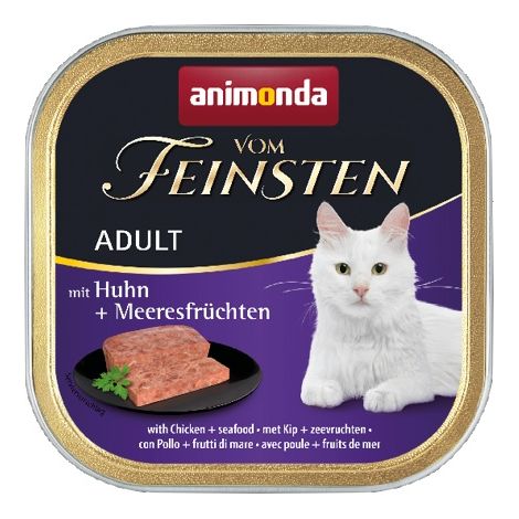 Animonda Cat  Vom Feinsten Adulto  Alimento húmedo para gatos adultos - Bandeja de 100 g - Pollo y mariscos 100 g