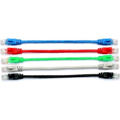 5 Couleurs CAT 6 Ethernet Câble, câble réseau court 30 cm, câbles raccordement Cat6 haut débit 10 Gbit/s, connecteur RJ45 pour modem, routeur, PC, imprimante, boîtier commutation (1/5)