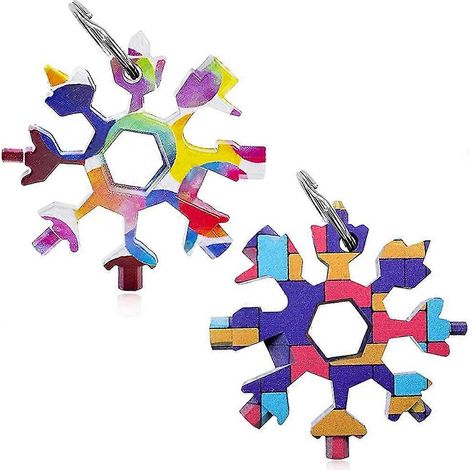 Lot de 2 outils multifonctions 18 en 1 en acier inoxydable, motif flocon de neige (1/5)