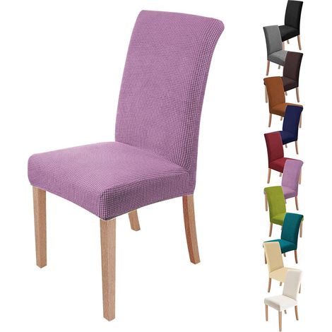 Lot de 4 Housses de Chaise Violet, Protection Élastique pour Chaise de Salle à Manger, Lavable, Décor Moderne pour Réceptions, Banquets, Bureau et Hôtel (1/5)