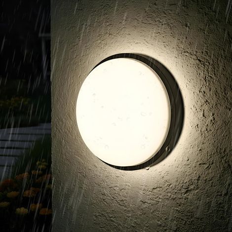 20W Applique Murale Étanche, IP54 Éclairage de Salle de Bain, Applique Murale LED Exterieur Noir, 4000K Luminaires Circulaires à LED Filaires Salles de Bains, Garages et Rues, Terrasse(1 pièce) (1/2)