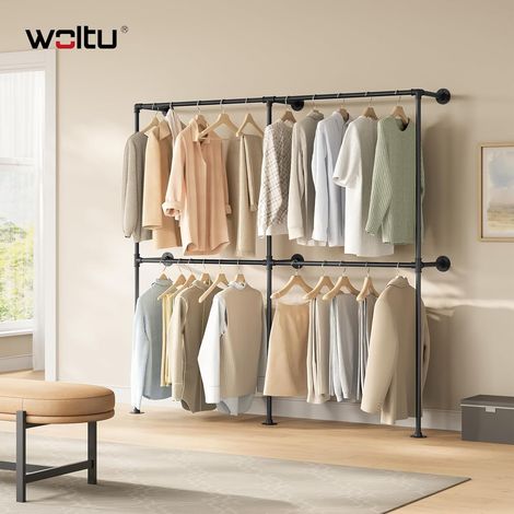 WOLTU Asta Appendiabiti da muro con 4 Barre in Metallo Nero