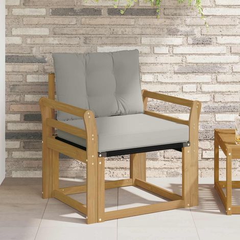 vidaXL Sofá de exterior Madera maciza de acacia y textileno Blanco (1/5)