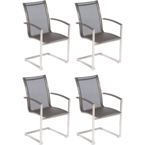 Sonnenpartner Millenium 4x Gartensessel Freischwinger Edelstahl/Textilen metallic (1/2)