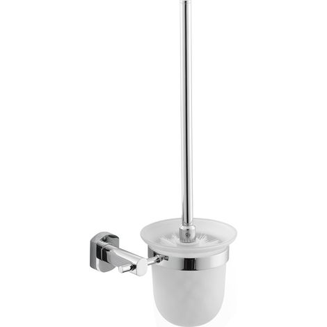 Optima Cube Way Wand-WC-Bürste aus Glas und Metall, Chrom (SPI37)