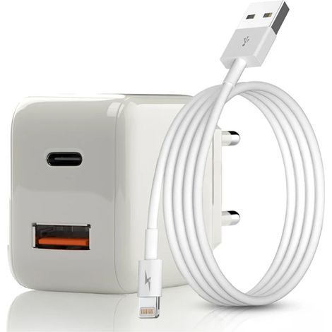 1 cargador de pared, USB-C PD, USB-A, 20 W, cable Lightning, 1 m, Smartphone, Tablet (1/5)