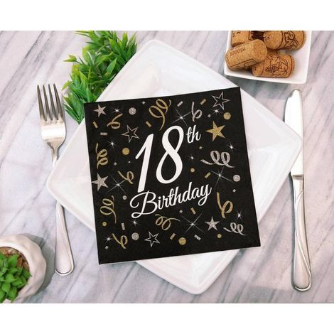 Servilletas de cumplea帽os n煤mero 18 de B&C, 33x33cm, 20 unidades (1/4)