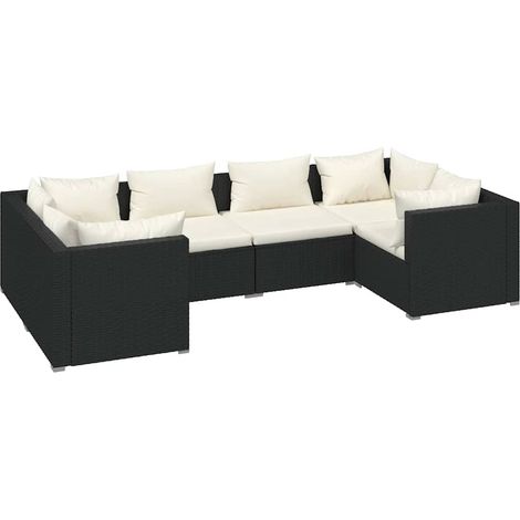 Maison Exclusive - Set Mobili da Giardino 6 pz con Cuscini in Polyrattan Nero (1/5)