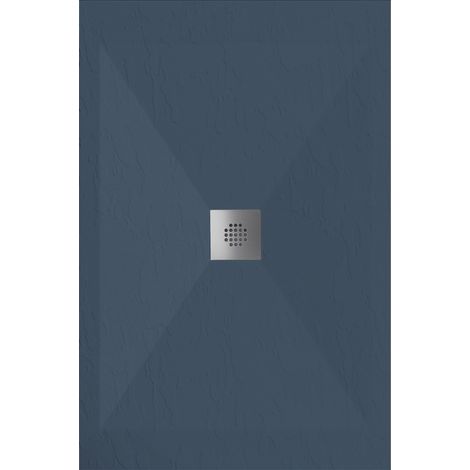 Receveur de douche 70x130 cm extra plat DEXA en résine surface ardoisée anthracite Grille inox