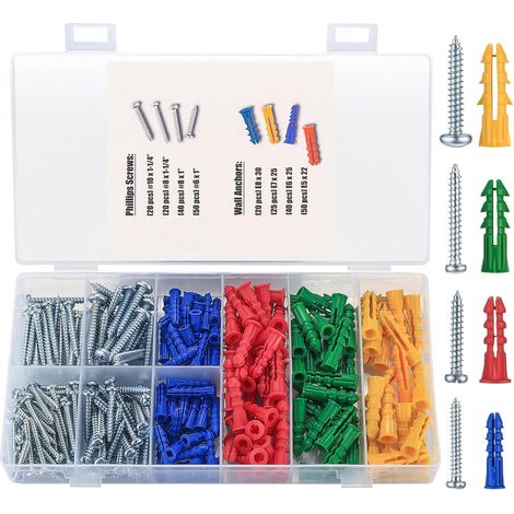 Schrauben und Dübel Set 265tlg für Gipskarton, Ziegel, Beton (1/5)