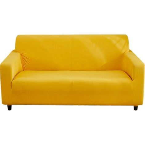 Jaune - Housse de canapé 2 places 150-185 cm, extensible, élégamment douce, universelle, antidérapante, lavable (1/5)