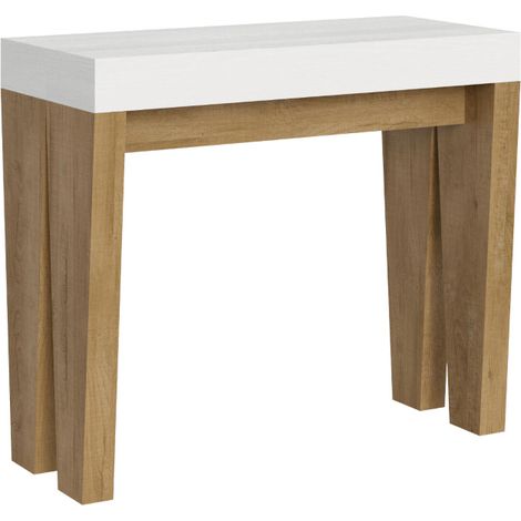 Consolle allungabile 90x40/300 cm Spimbo Mix piano bianco frassino - struttura quercia natura (1/5)