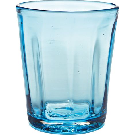 Zafferano Set 6 Bicchieri Bei Tumbler in Vetro Soffiato a Bocca Colore Acquamarina, Lavorazione Artigianale a Mano Volante per Tavola Elegante