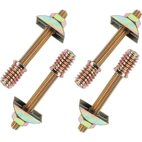 Juego de 4 herrajes para muebles M8 x 100 mm 4 en 1, conectores de muebles de media luna, arandelas espaciadoras para el montaje de mesas, camas, pernos y tuercas. (1/4)