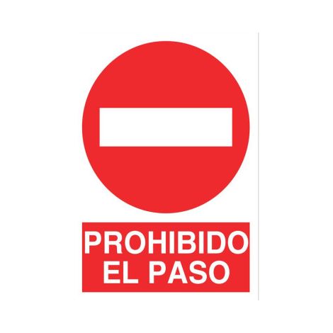 Señal de Prohibido el Paso (texto y pictograma)                                                   Pegatina Adhesiva       148X105