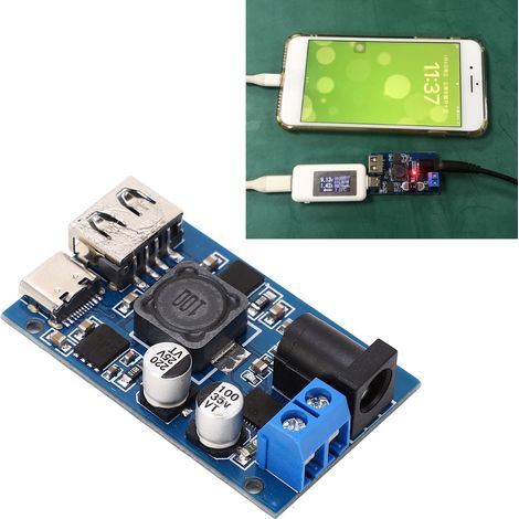 Module d'alimentation CC-CC avec boîtier de protection, module de charge rapide intelligent QC3.0 monté sur véhicule pour téléphones portables, entrée multiprotocole PD3.0 CC8,2-32V, sortie CC3-20V. (1/5)
