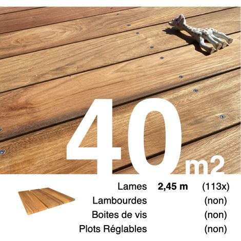 Planches de terrasse bois exotique JATOBA pour 40 m² • Longueur 2,45 m • Livraison gratuite