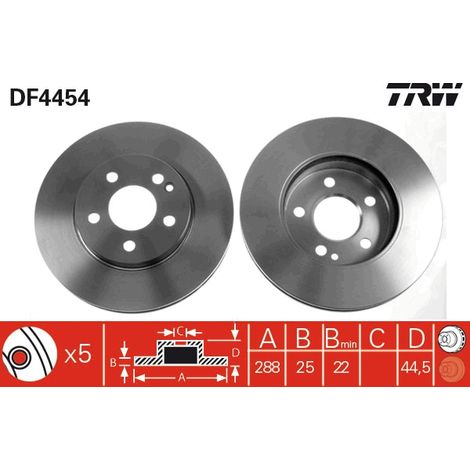 DISQUE DE FREIN AVANT DF4454 TRW (1/2)