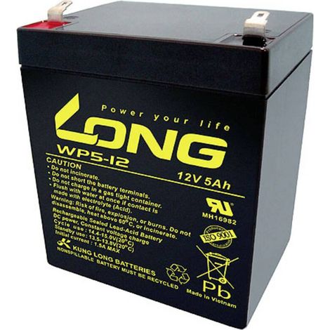 [NEUWERTIG] B-Ware Long Bleiakku Akku Standby 12 V 5 Ah Universell Hochwertig Wartungsfrei 6,35 mm (1/2)