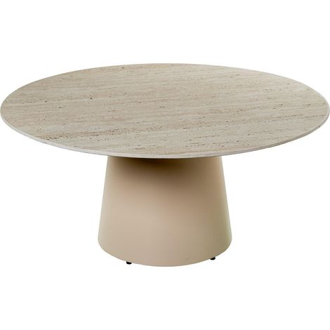 Table d'appoint Ronde en céramique avec Base en métal Beige 80 x 80 x 38 cm, 80x80x38 cm (1/5)