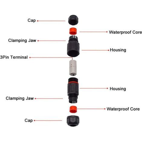 10 PCS IP68 Etanche Connecteur de Câble Electrique, Femelle 3 Broches Prise de Courant Extérieure Raccord de Connecteur Fil Etanche, Connexion de Câble Extérieur de Manchon pour Câble Souterrain (1/3)