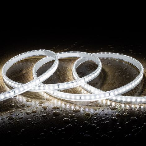 Tira LED Regulable 220V SMD 120 LED/m Color 8.5W/m Ancho 12mm Corte 20cm IP65 a Medida 6000K Blanco Frío 1 m