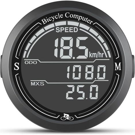 Compteur de vélo rond avec chiffres surdimensionnés, économie d'énergie automatique, autonomie de 180 jours, résistant aux chocs, pour vélos de ville et VTT (diamètre 2 pouces) (1/5)