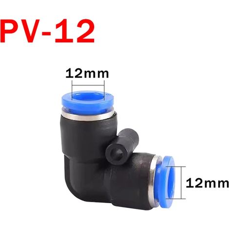 (Pv-12-20 pièces) 20 raccords rapides pneumatiques coudés à 90° PV, pièces de tuyau d'air en plastique, connecteur rapide d'eau à 2 voies (1/5)