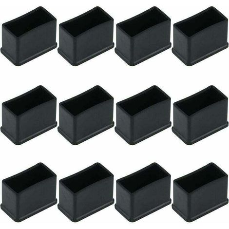 Lot de 12 Embouts de Protection Rectangulaires en Feutre de Caoutchouc pour Pieds de Table ou de Chaise - Noir, 15 x 30 mm.-