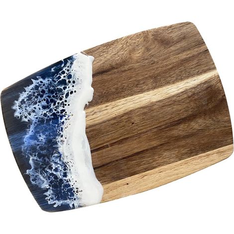 Planche à Découper en Bois D’Acacia et Résine Grosse Taille Design Irrégulier Planche à Découper pour Steak Légumes et Fruits Adaptée à la la Cuisine Plan de Travail (1/5)