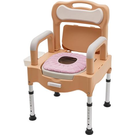 Silla inodoro, silla inodoro para personas mayores, altura regulable, silla de ducha, con cubo extraíble, antideslizante (caqui)