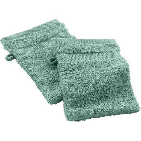 Filiyano-Gants de toilette - Sans motif - Élégance - Lot de 2 - 15 x 21 cm - 600 g/m² Céladon (1/5)