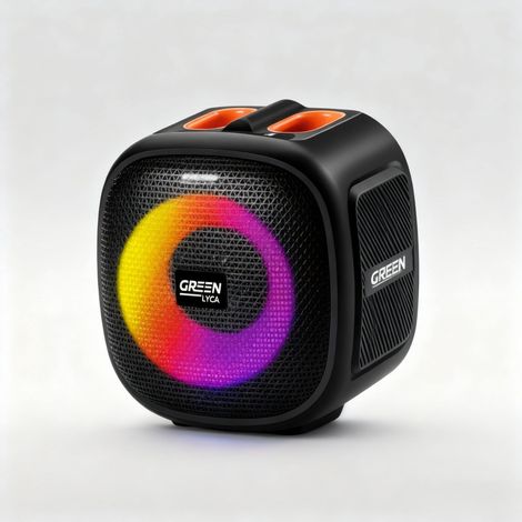Enceinte Bluetooth Greenlyca - Enceinte portable avec lumières LED RGB, design compact, son puissant, compatibilité USB et radio FM.