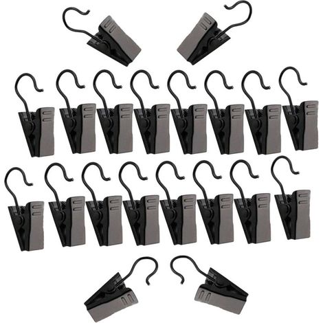 RHG Lot de 50 petites pinces à rideaux en métal pour rideaux, images, décoration d'intérieur, arts et artisanat, noir (1/3)
