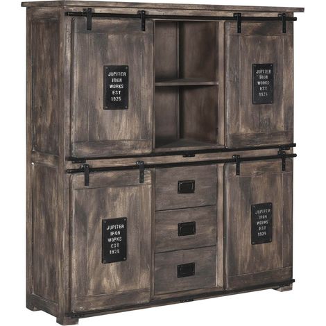 Buffet 150x45 Manguier laqué Gris RAILWAY 225