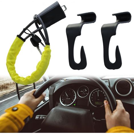 Verrou de volant de 17 pouces, verrou de ceinture de sécurité, verrou de sac à main de sécurité, convient à la plupart des voitures, SUV, chariot de golf (1/5)
