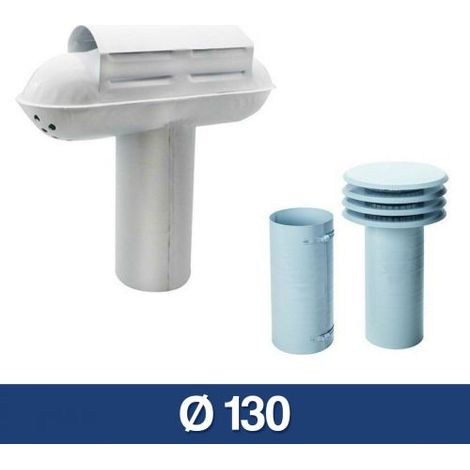 ESALATORE CAPPA SCARICO FUMI PER CALDAIA CON PROLUNGA DA ESTERNO BIANCO (21540V) 130 (16119)