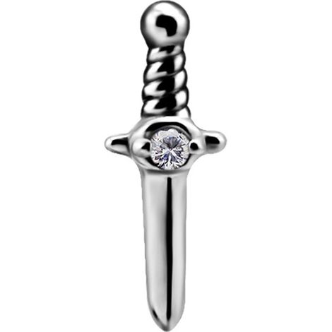 Tuerca a presión - daga con circonita blanca - CoCr NF - plata - PI-012 (1/2)