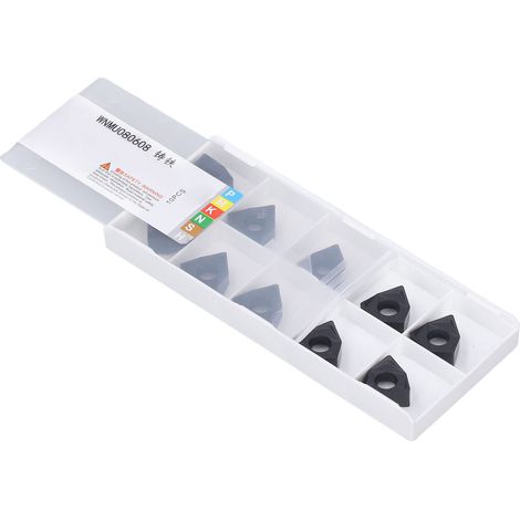 10 beschichtete Hartmetall-Wendeschneidplatten WNMU080608, CNC-Schneidwerkzeuge zum Drehen und Fräsen, Dreheinsätze, 10 Stück (1/5)