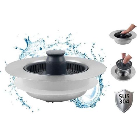 Verbesserter 3-in-1-Küchenspülen-Sieb- und Stöpsel, Edelstahl-Metall-Pop-Up-Spülenstöpsel, Anti-Verstopfungs-Sieb mit Griff für 3-1/2-Zoll-US-Standardabflüsse