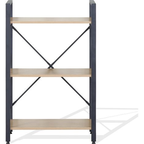 Rebecca Mobili Libreria Scaffale 3 Ripiani in Metallo e Legno Nero Beige design Moderno (1/5)